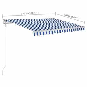 Ručně zatahovací markýza se sloupky 3 x 2,5 m modrobílá - obrázek 11