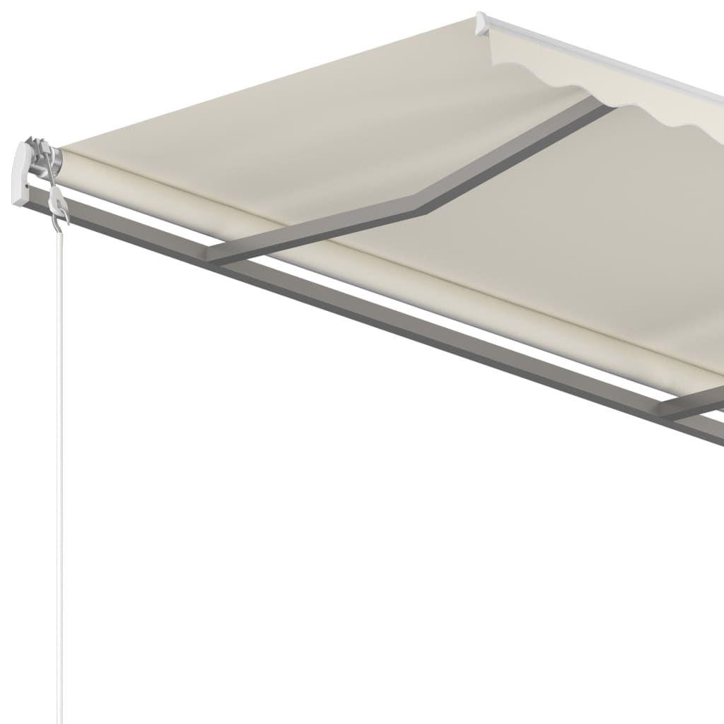 Copertină retractabilă manual cu stâlpi, crem, 3x2,5 m