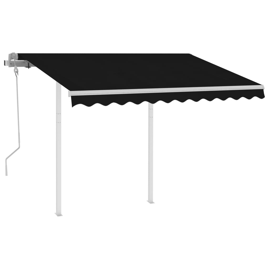 vidaXL Manual Retractable Awning with Posts 9.8'x8.2' Anthracite