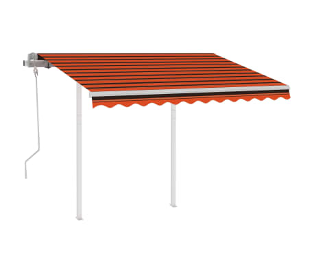 vidaXL Markis med stolpar automatiskt infällbar 3x2,5 m orange/brun