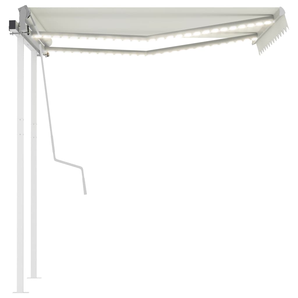 vidaXL Toldo manual retráctil con luz LED crema 3x2,5 m