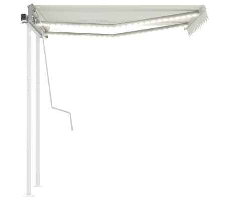 vidaXL Toldo manual retráctil con luz LED crema 3x2,5 m