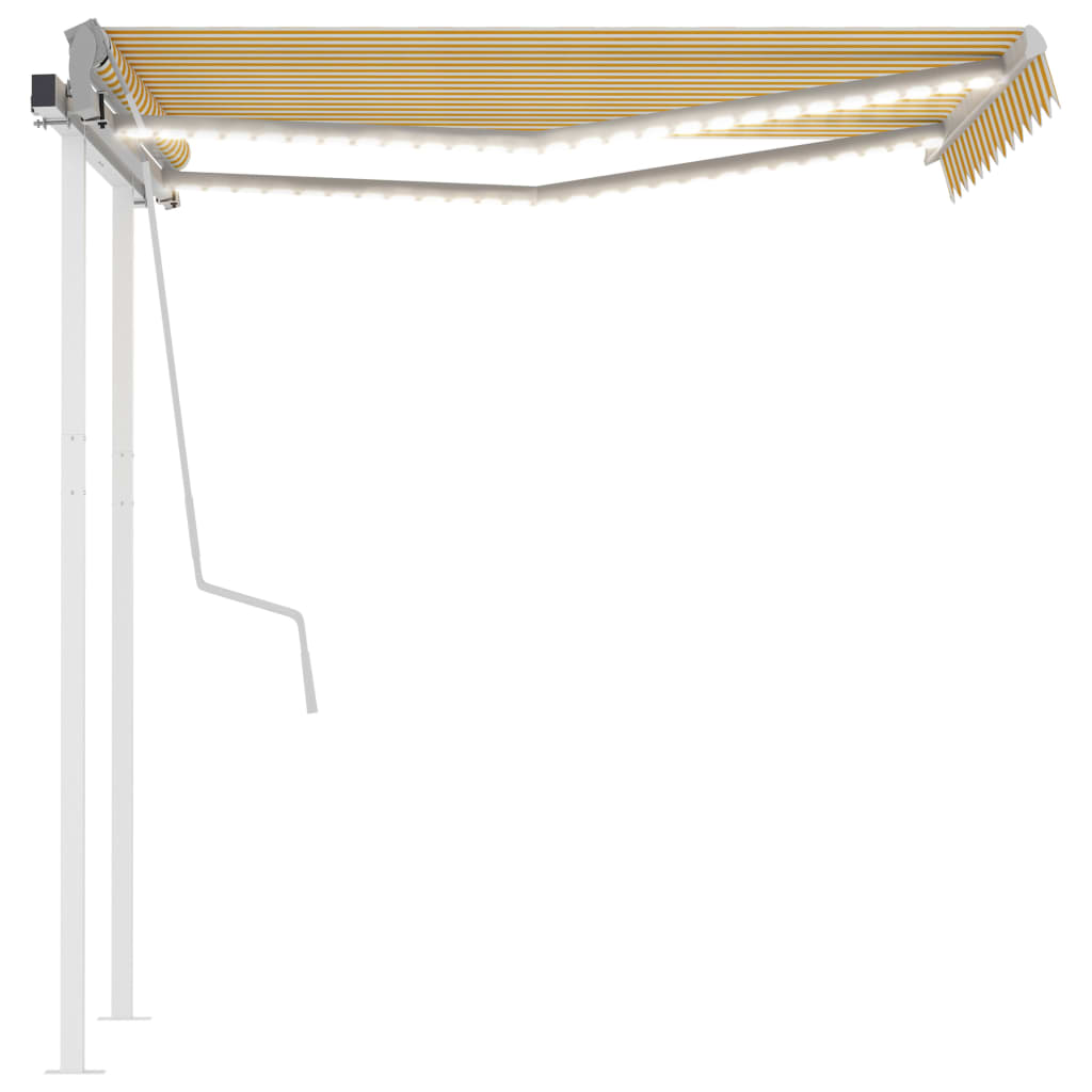 vidaXL Manual Retractable Awning with LED 3x2.5 m Yellow and White