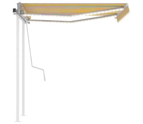 vidaXL Manual Retractable Awning with LED 3x2.5 m Yellow and White