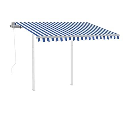 vidaXL Auvent r&eacute;tractable automatique et poteaux 3x2,5 m Bleu et blanc