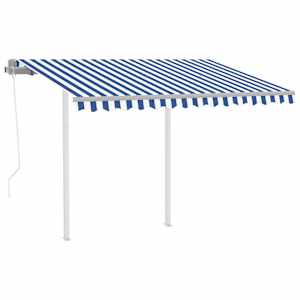 vidaXL Auvent r&eacute;tractable automatique et poteaux 3x2,5 m Bleu et blanc