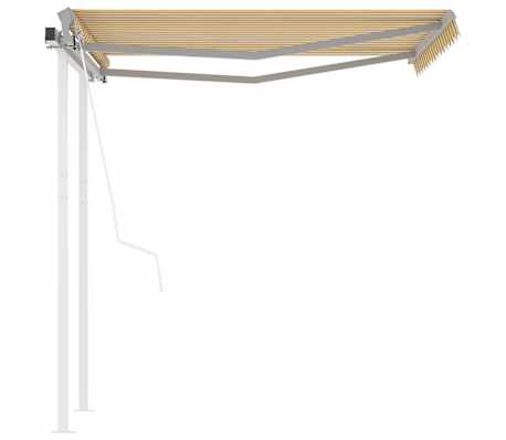 vidaXL Avtomatsko zložljiva tenda s stebrički 3x2,5 m rumena in bela