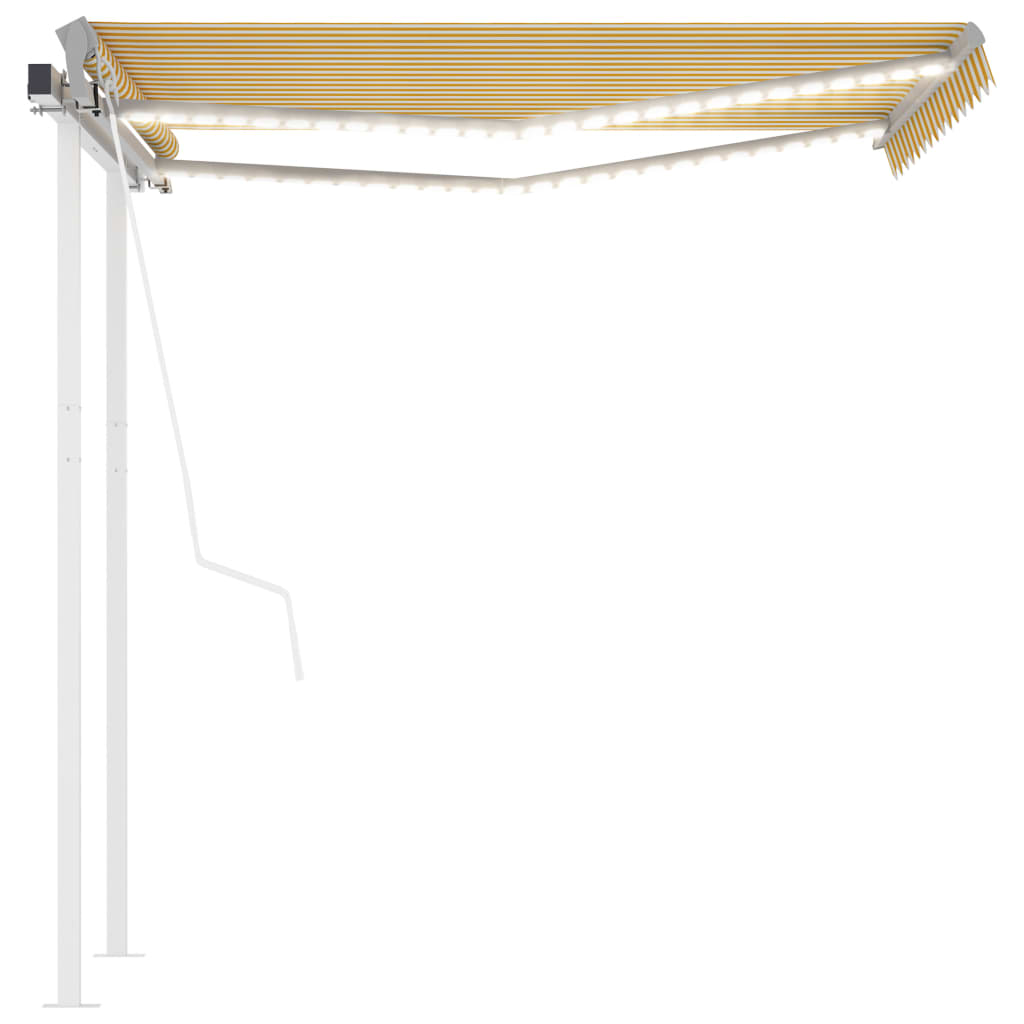 

vidaXL Luifel automatisch met LED en windsensor 3x2,5 m geel en wit