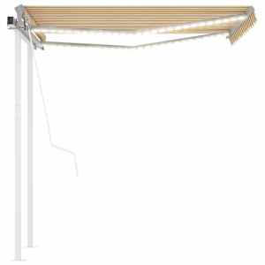 vidaXL Τέντα Αυτόματη με LED & Αισθ. Ανέμου Κίτρινο/Λευκό 3 x 2,5 μ.