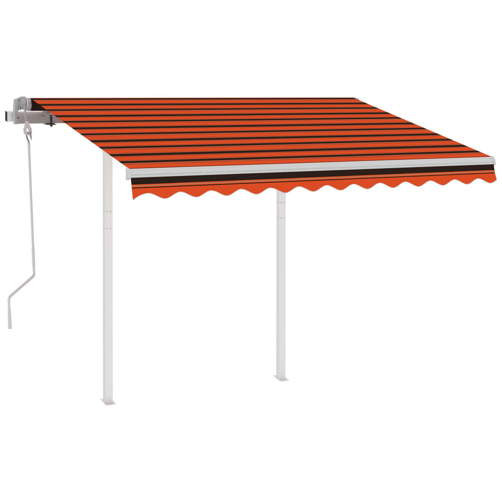 vidaXL Markise Manuell Einziehbar mit Pfosten 3,5x2,5 m Orange & Braun