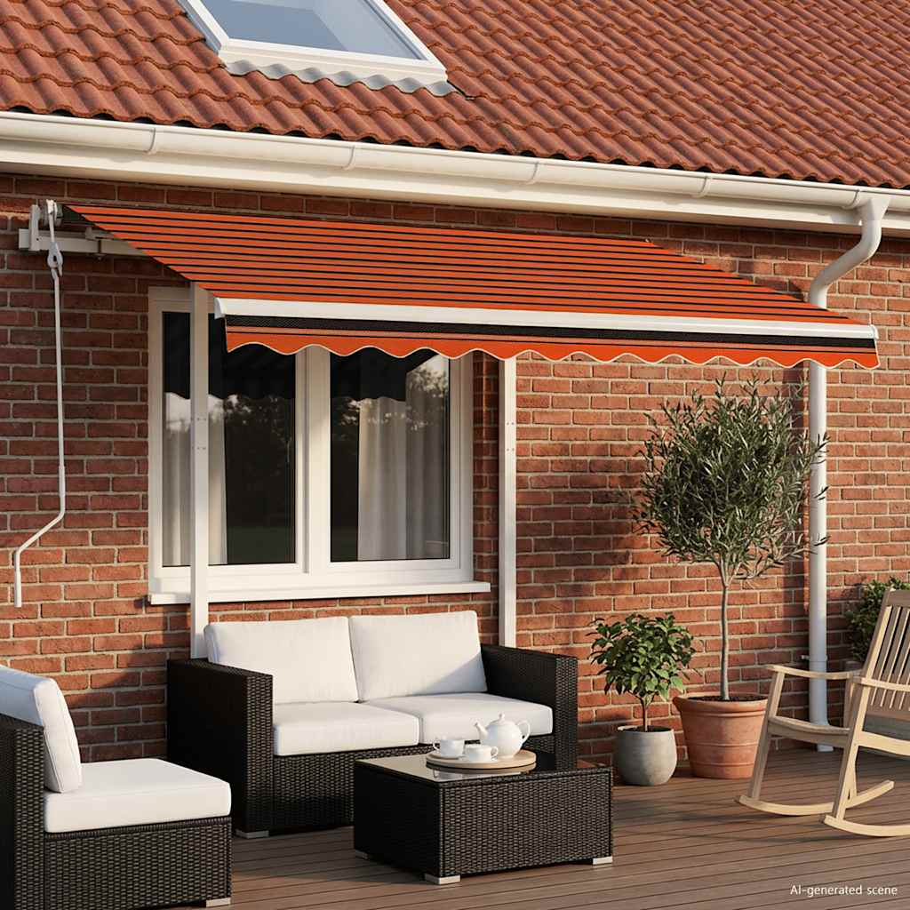 Luifel handmatig uittrekbaar met palen 3,5x2,5 m oranje en bruin image 1