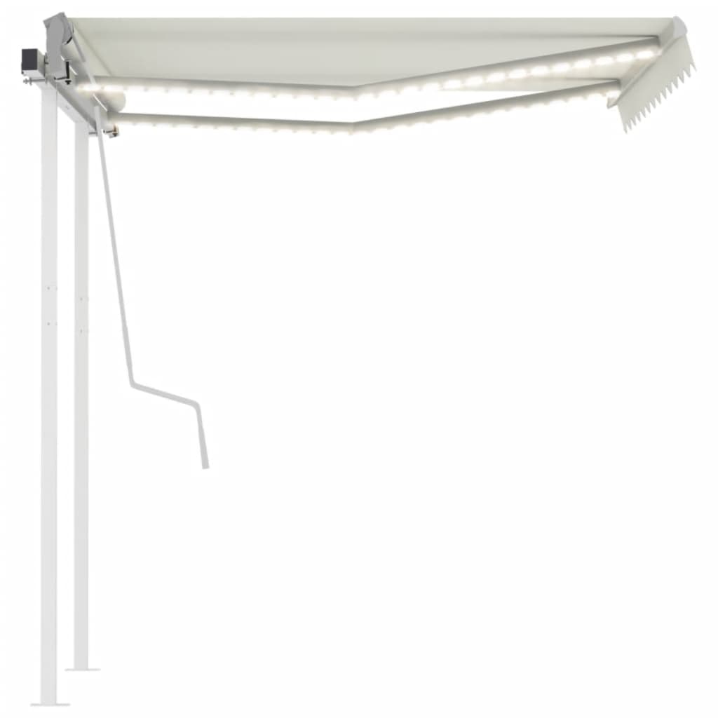 vidaXL Manual Retractable Awning with LED 3.5x2.5 m Cream