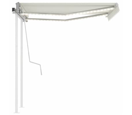 vidaXL Toldo manual retráctil con luz LED color crema 3,5x2,5 m