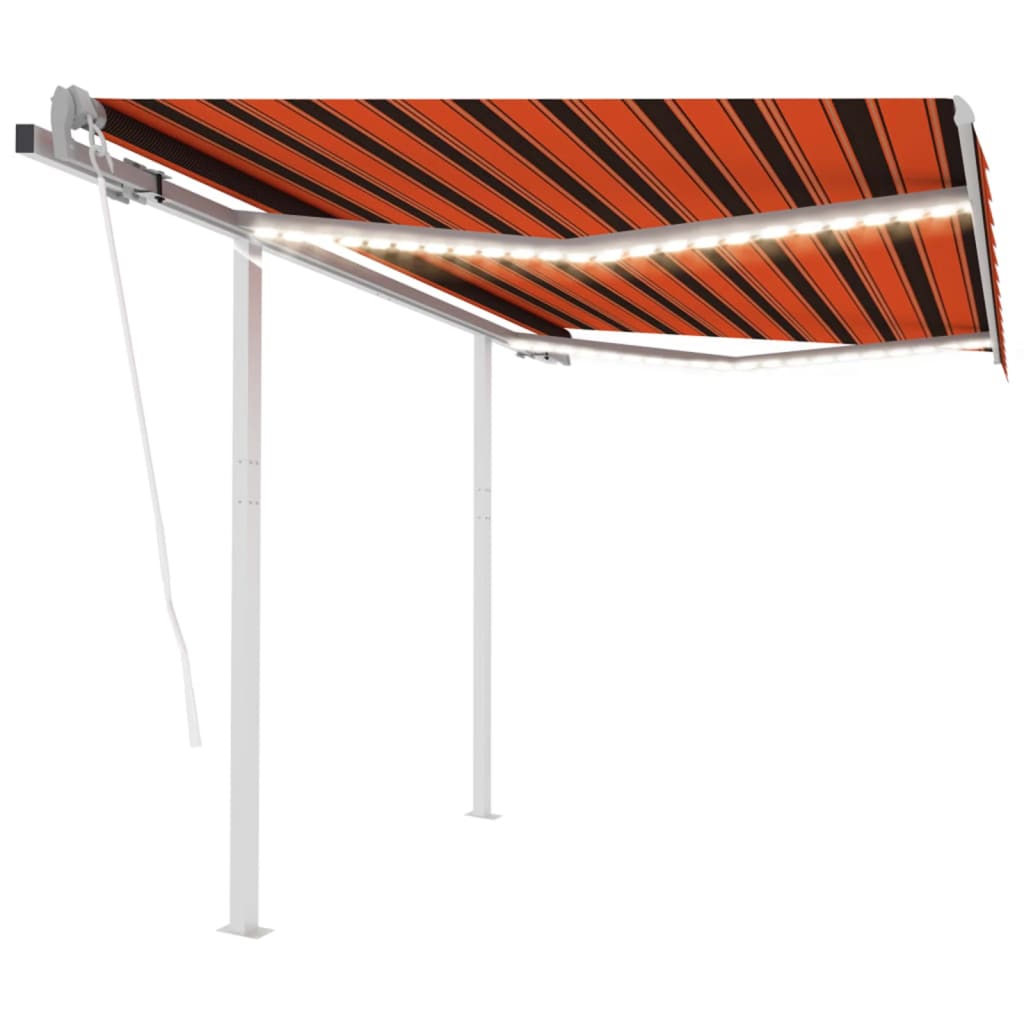 vidaXL markise m. LED + vindsensor 3,5x3 m automatisk orange og brun