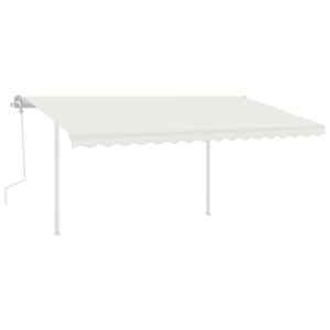 vidaXL Ročno zložljiva tenda z LED lučkami 4x3 m krem