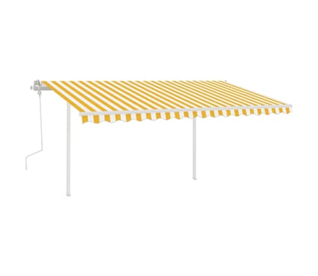 vidaXL Markise Manuell Einziehbar mit LED 4x3 m Gelb und Wei&szlig;
