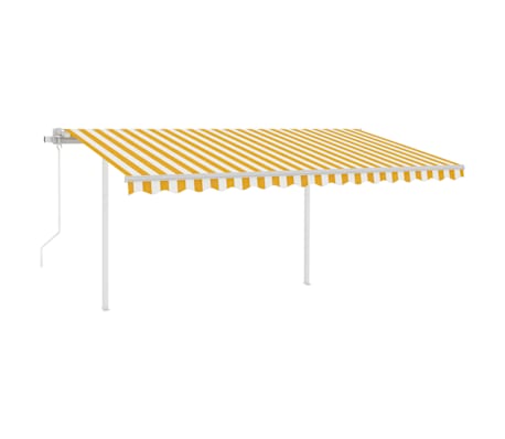 vidaXL Automatick&aacute; zatahovac&iacute; mark&yacute;za se sloupky 4 x 3 m žlutob&iacute;l&aacute;