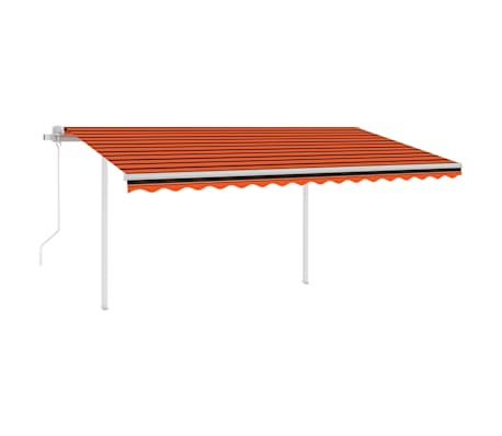 vidaXL Markise Automatisch Einziehbar mit Pfosten 4x3 m Orange Braun