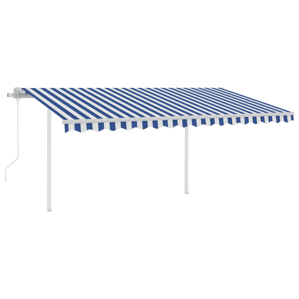 vidaXL Toldo automático con LED y sensor de viento azul blanco 4x3 m