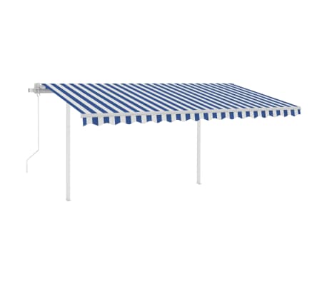 vidaXL Toldo automático con LED y sensor de viento azul blanco 4x3 m