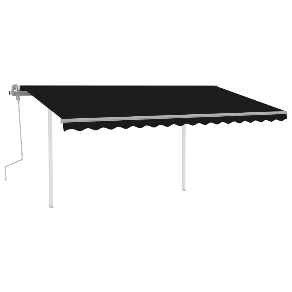 vidaXL Manual Retractable Awning with LED 4.5x3 m Anthracite