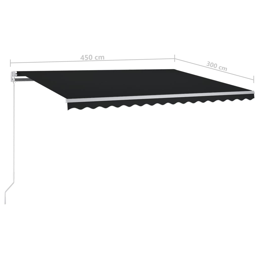 Copertină retractabilă automat, cu stâlpi, antracit, 4,5x3 m