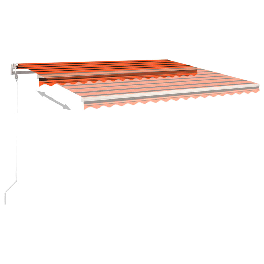 Thumbnail - vidaXL Markise Automatisch Einziehbar mit Pfosten 4,5x3 m Orange Braun
