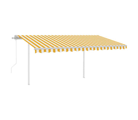 vidaXL sj&aacute;lfvirkt skyggni me&eth; LED&vindskynjara 4,5x3 m Gular/Hv&iacute;tar