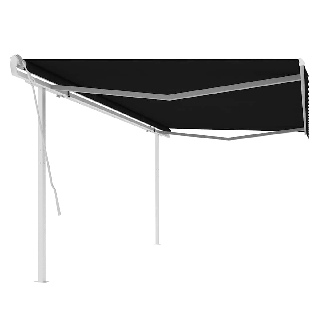 vidaXL Copertină retractabilă manual, cu stâlpi, antracit, 5x3 m