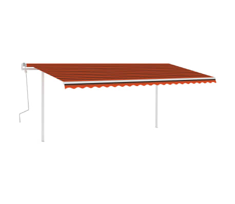 vidaXL Tenda da Sole Retrattile Manuale con Pali 5x3 m Arancio Marrone