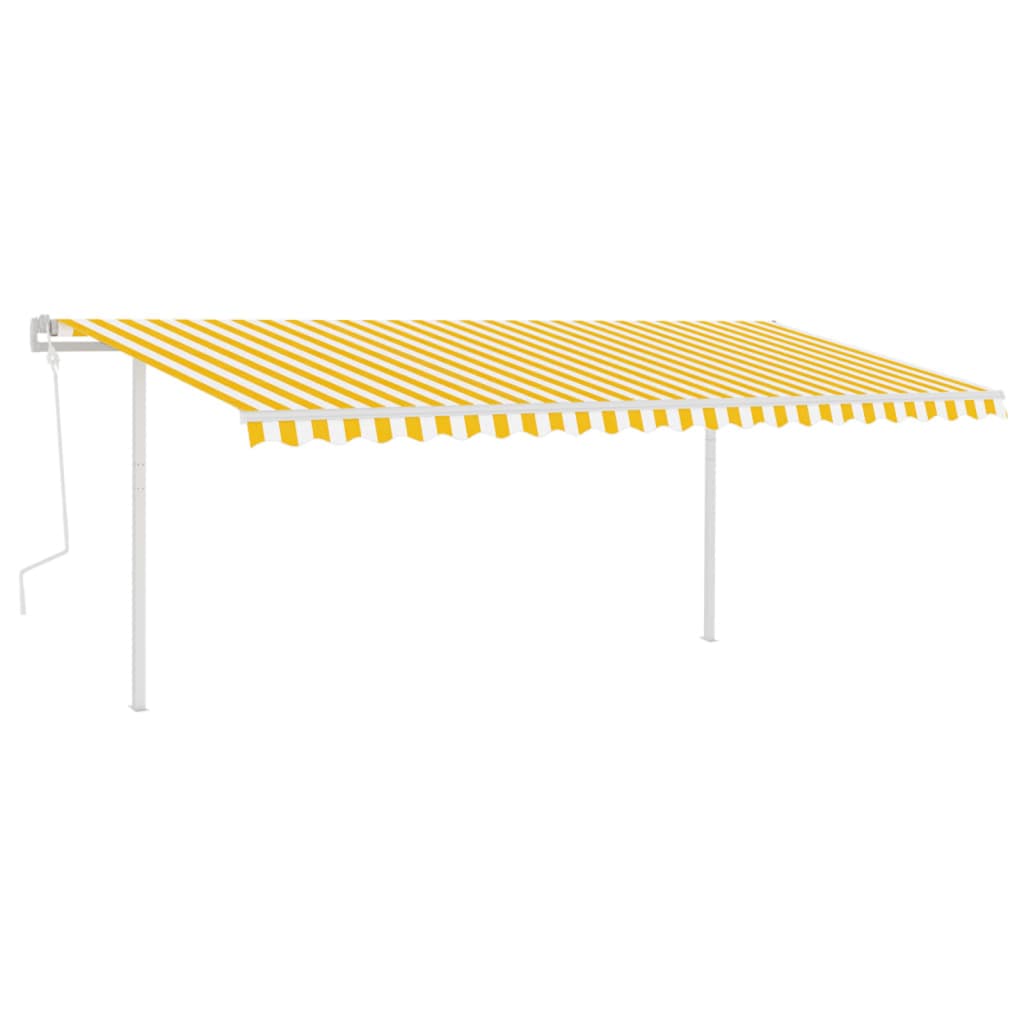 vidaXL Luifel handmatig uittrekbaar met LED 5x3 m geel en wit