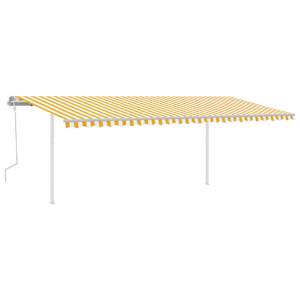 vidaXL Luifel handmatig uittrekbaar met palen 6x3 m geel en wit