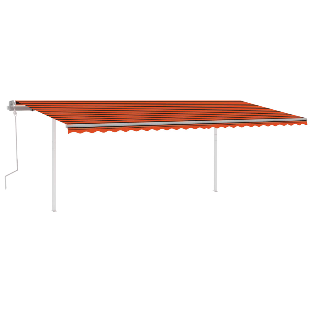 vidaXL Toldo retrátil manual com LED 6x3 m laranja e castanho