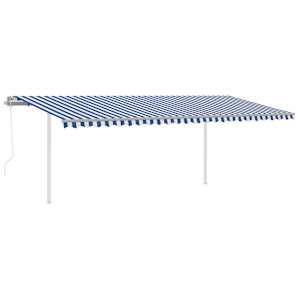 vidaXL Auvent automatique capteur de vent/LED 6x3 m Bleu et blanc