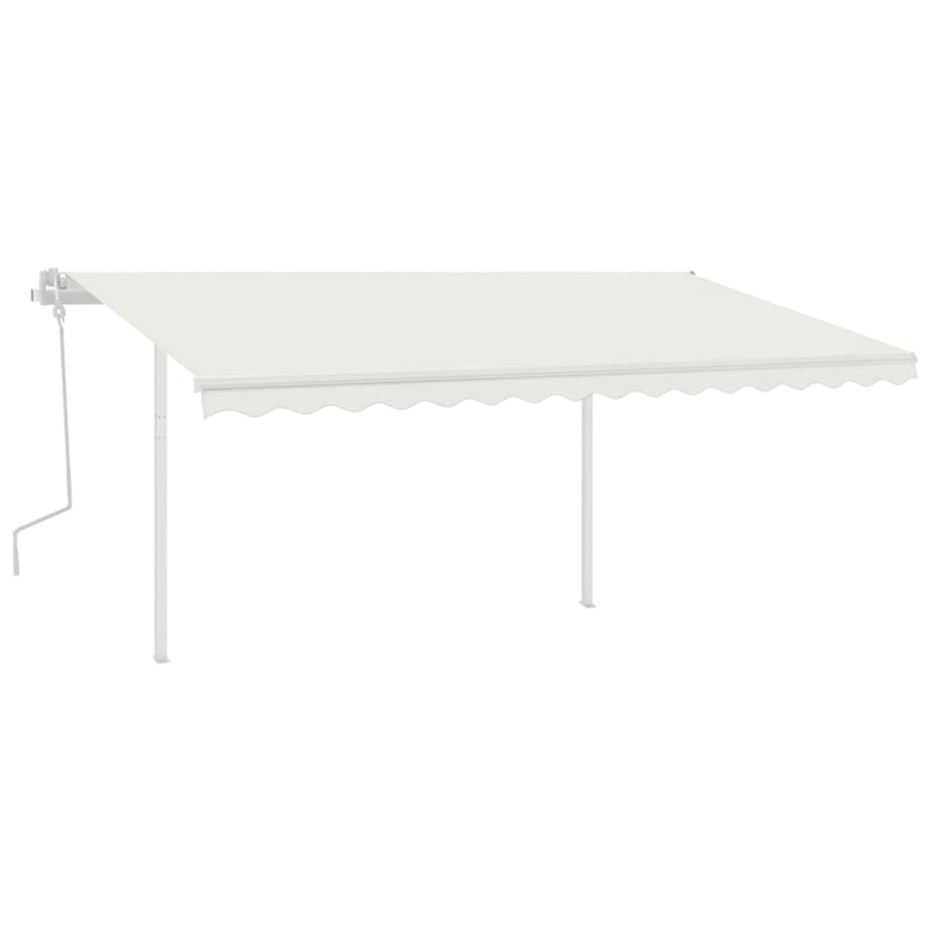 vidaXL Toldo manual retráctil con LED crema 4x3,5 m