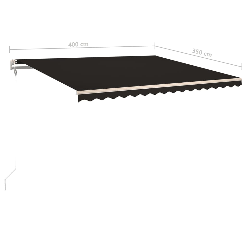 Copertină retractabilă manual, cu LED, antracit, 4x3,5 m