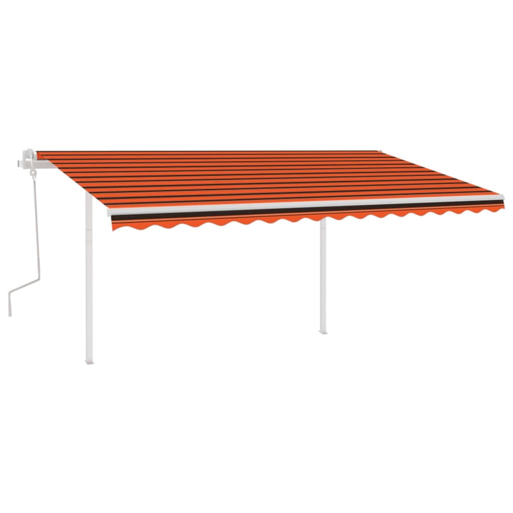 vidaXL Markise Manuell Einziehbar mit LED 4x3,5 m Orange & Braun