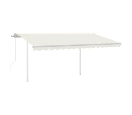 vidaXL Copertină retractabilă automat, cu st&acirc;lpi, crem, 4x3,5 m