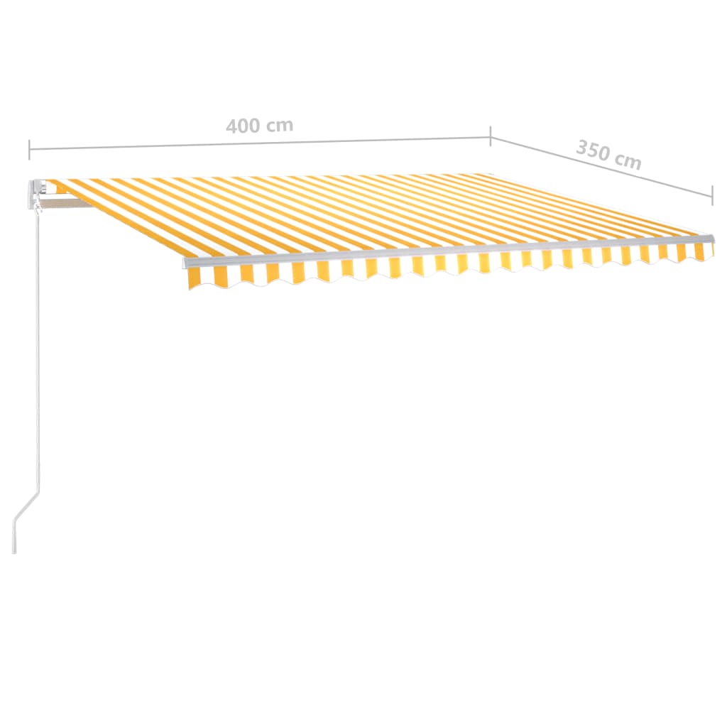 Automatycznie zwijana markiza, LED i czujnik wiatru, 4x3,5 m