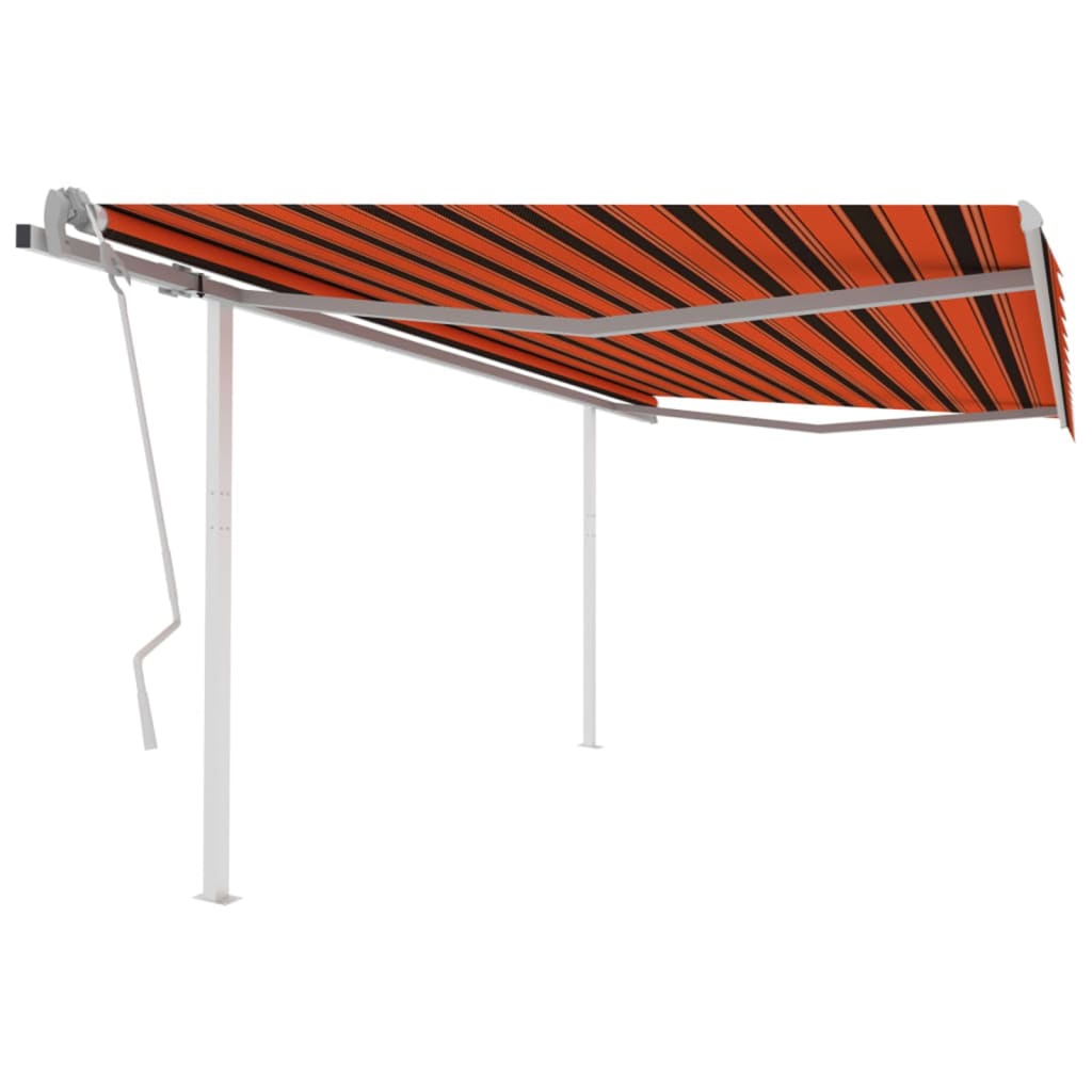 vidaXL Copertină retractabilă manual stâlpi portocaliu/maro,4,5x3,5 m