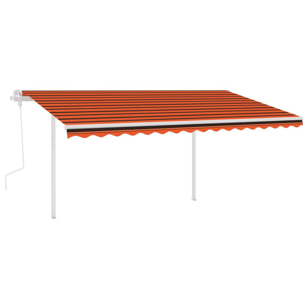 vidaXL Toldo retrátil manual com postes 4,5x3,5 m laranja e castanho