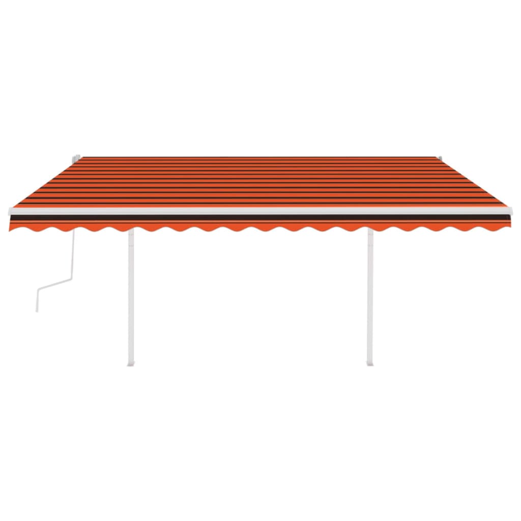 Thumbnail - vidaXL Markise Manuell Einziehbar mit Pfosten 4,5x3,5 m Orange & Braun