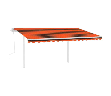 vidaXL Toldo retrátil manual com postes 4,5x3,5 m laranja e castanho