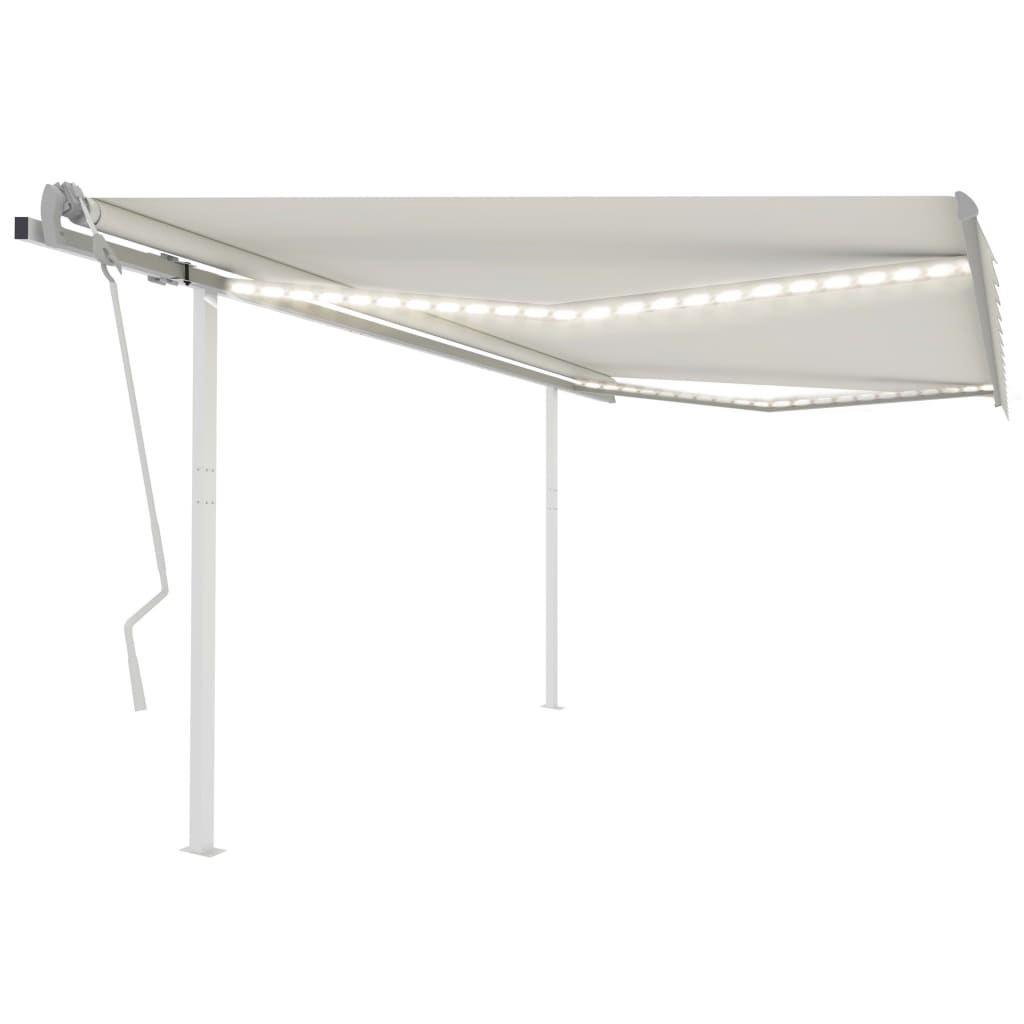  Manual Retractable Awning Canopy Outdoor Awning Folding Arm with LED vidaXL