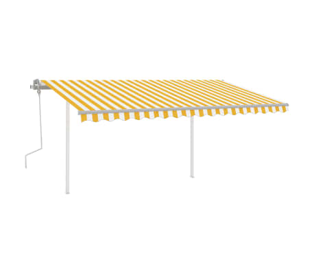 vidaXL Manual Retractable Awning with LED 4.5x3.5 m Yellow and White
