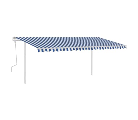 vidaXL Toldo manual retráctil con postes azul y blanco 5x3,5 m