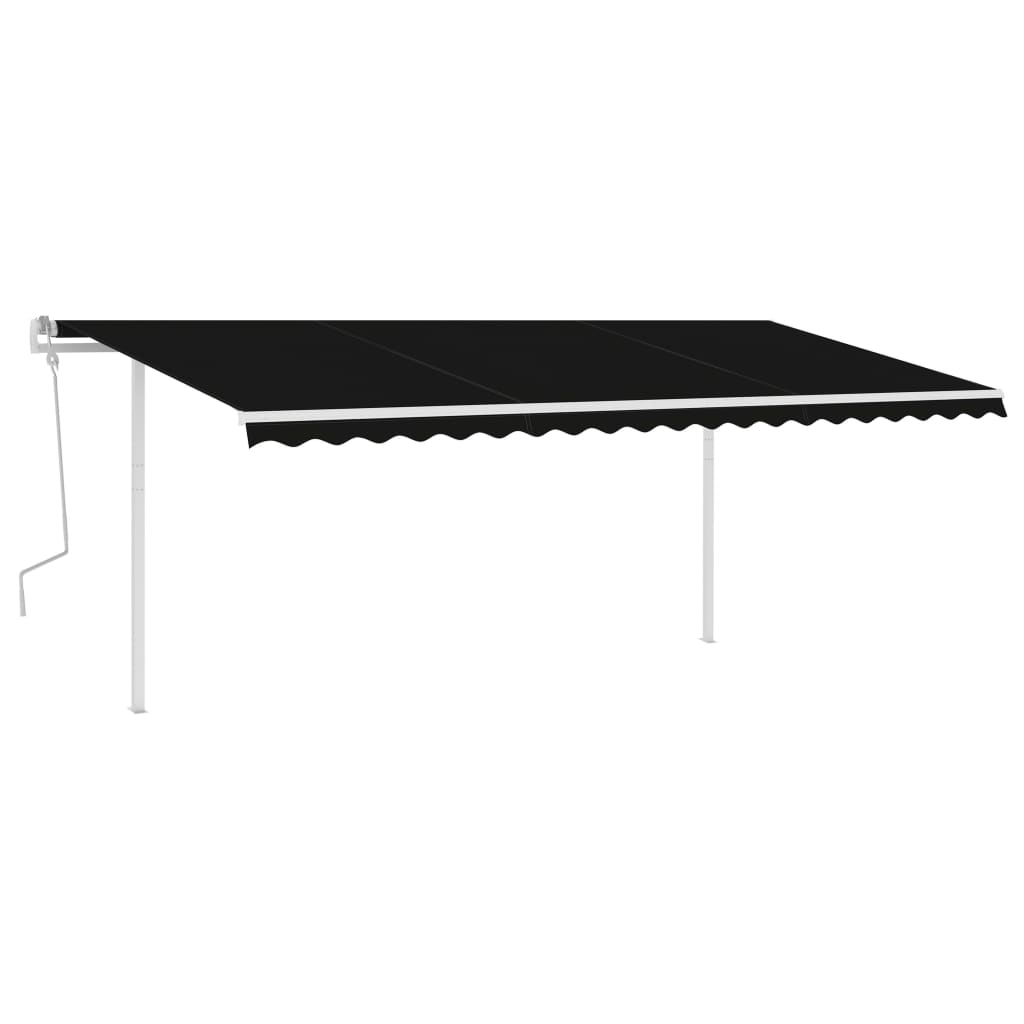 vidaXL Toldo manual retráctil con postes gris antracita 5x3,5 m