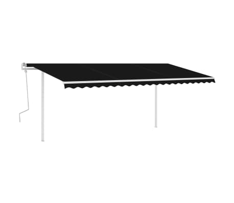 vidaXL Toldo manual retráctil con postes gris antracita 5x3,5 m