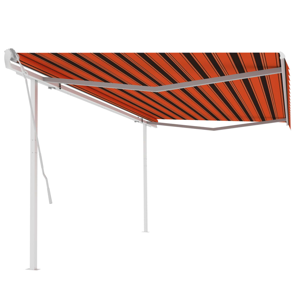 vidaXL Copertină retractabilă manual, portocaliu și maro, 5x3,5 m