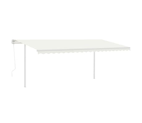 vidaXL Toldo autom&aacute;tico c/ LED e sensor de vento 5x3,5 m cor creme